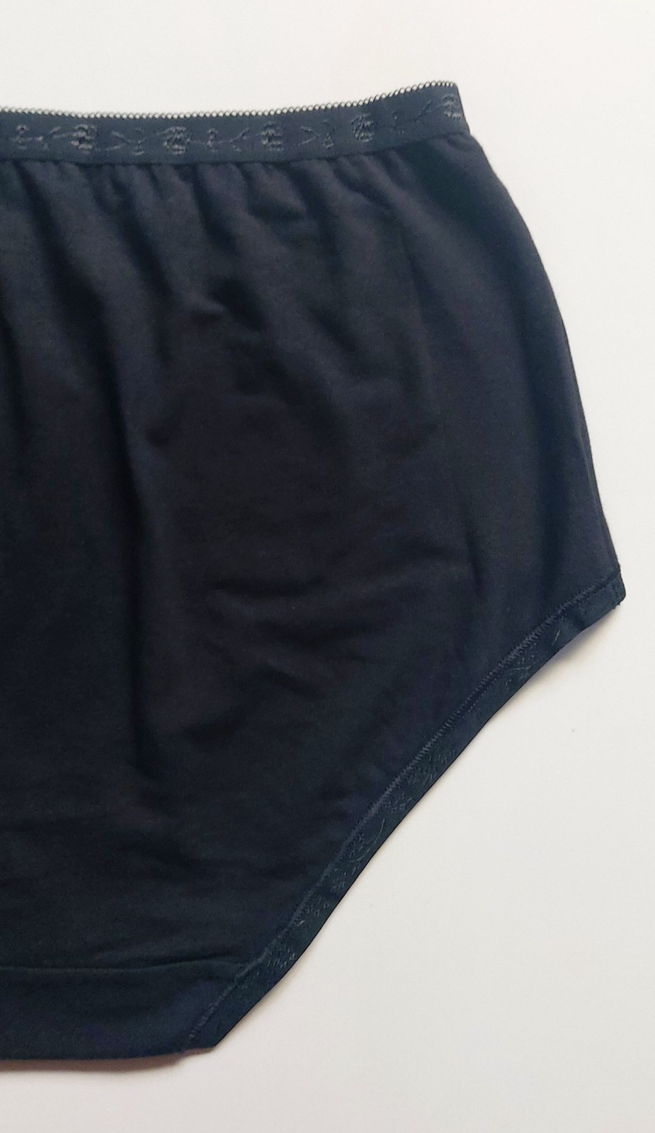 Authentic M & S BLACK Cotton Rich Jacquard Waist High Rise Full Briefs UK 10 -24