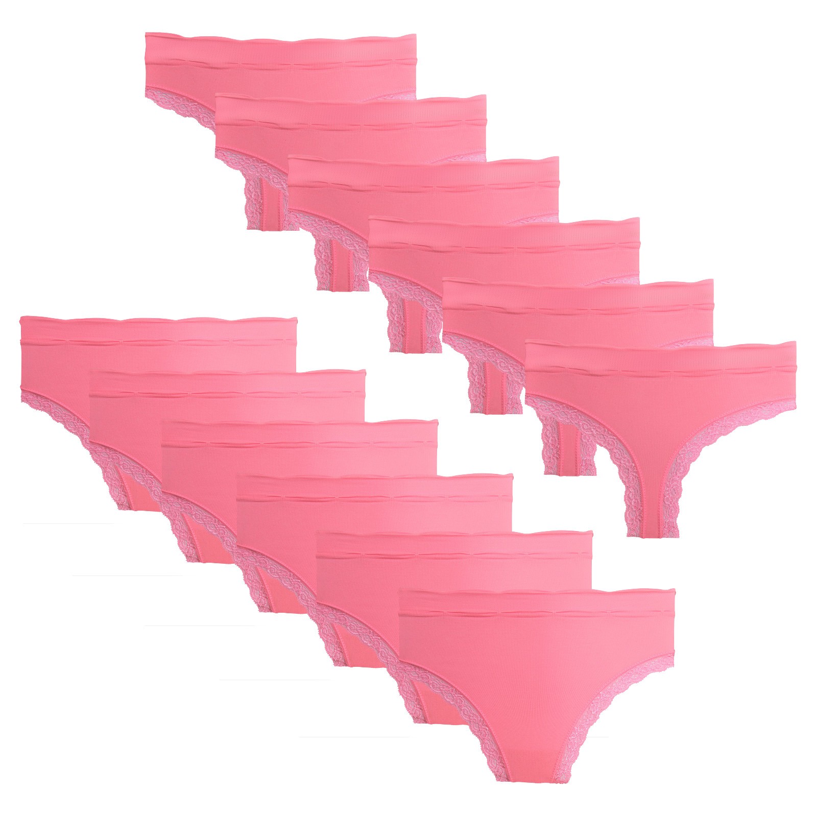 12 Stretchy Pink Wicking Soft Microfibre Thongs. Multi Pack String Knickers Sale