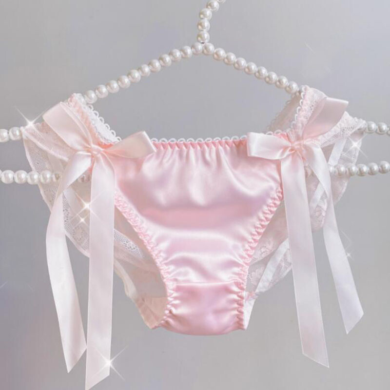 Japanese Girls Lace Bow Panties Briefs Sexy Underwear Princess Low Waist Sheer