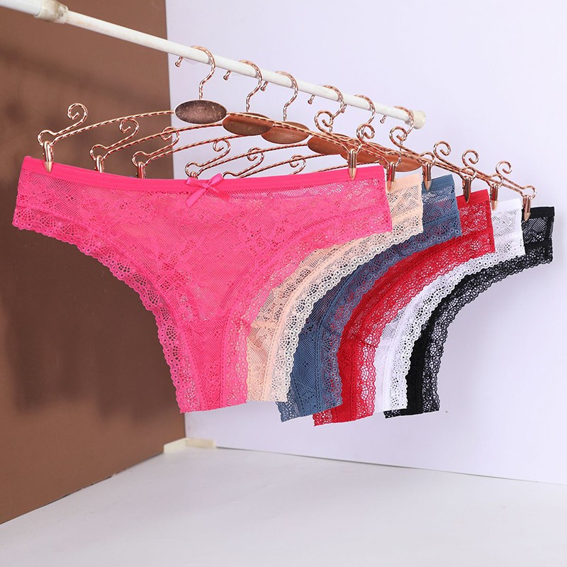 6 Pack Lot Sexy Womens Sheer Lace Panties Briefs See Through Underwear Lingeries