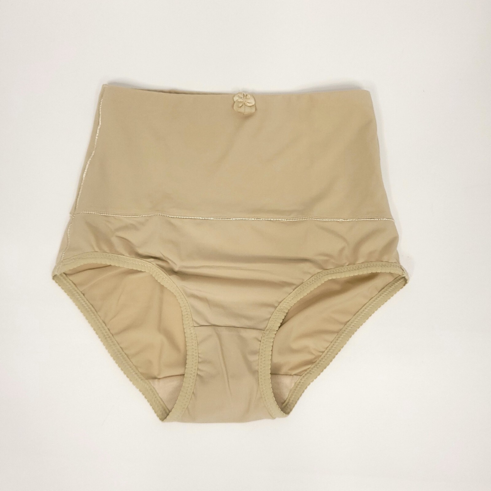 Carol Nior High Waist Body Shaper Panties Underwear Lace Trim Beige Small