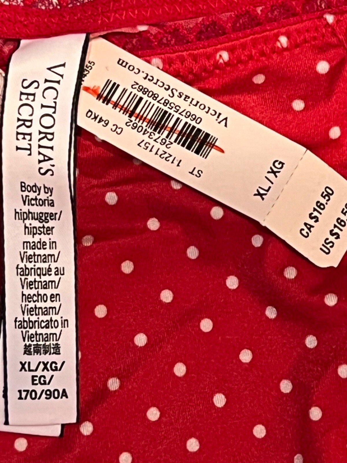 NWT VICTORIA’S SECRET Body Hiphugger Hipster Sz XS-S-M-L-XL Red Dots Silky Lace