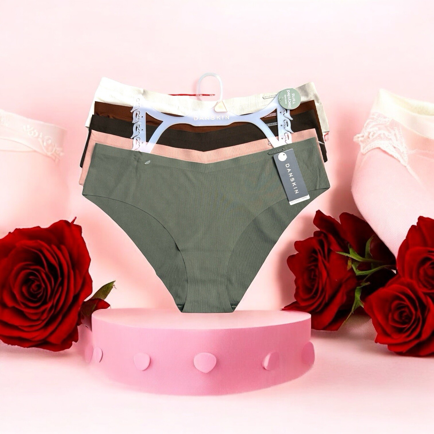 DANSKIN INTIMATES 5 PCS~Multicolor~No Show Panties Sz L~ Style DS4933~UNIQUE~$48