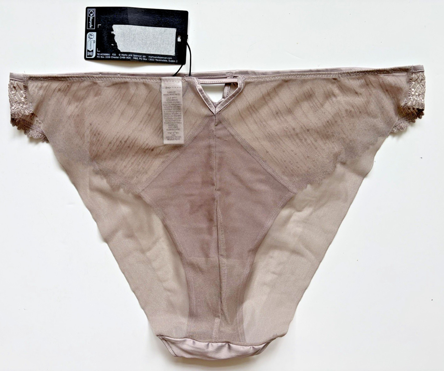 Marks & Spencer Autograph Florence Embroidery High Leg Knickers UK 14 Brown BNWT