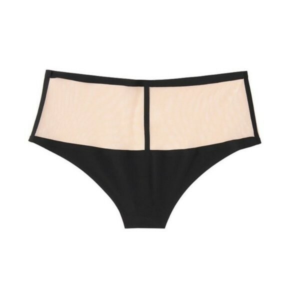 Victorias Secret Black Buff Mesh High Waist Thong Panties Size S Very Sexy Sheer