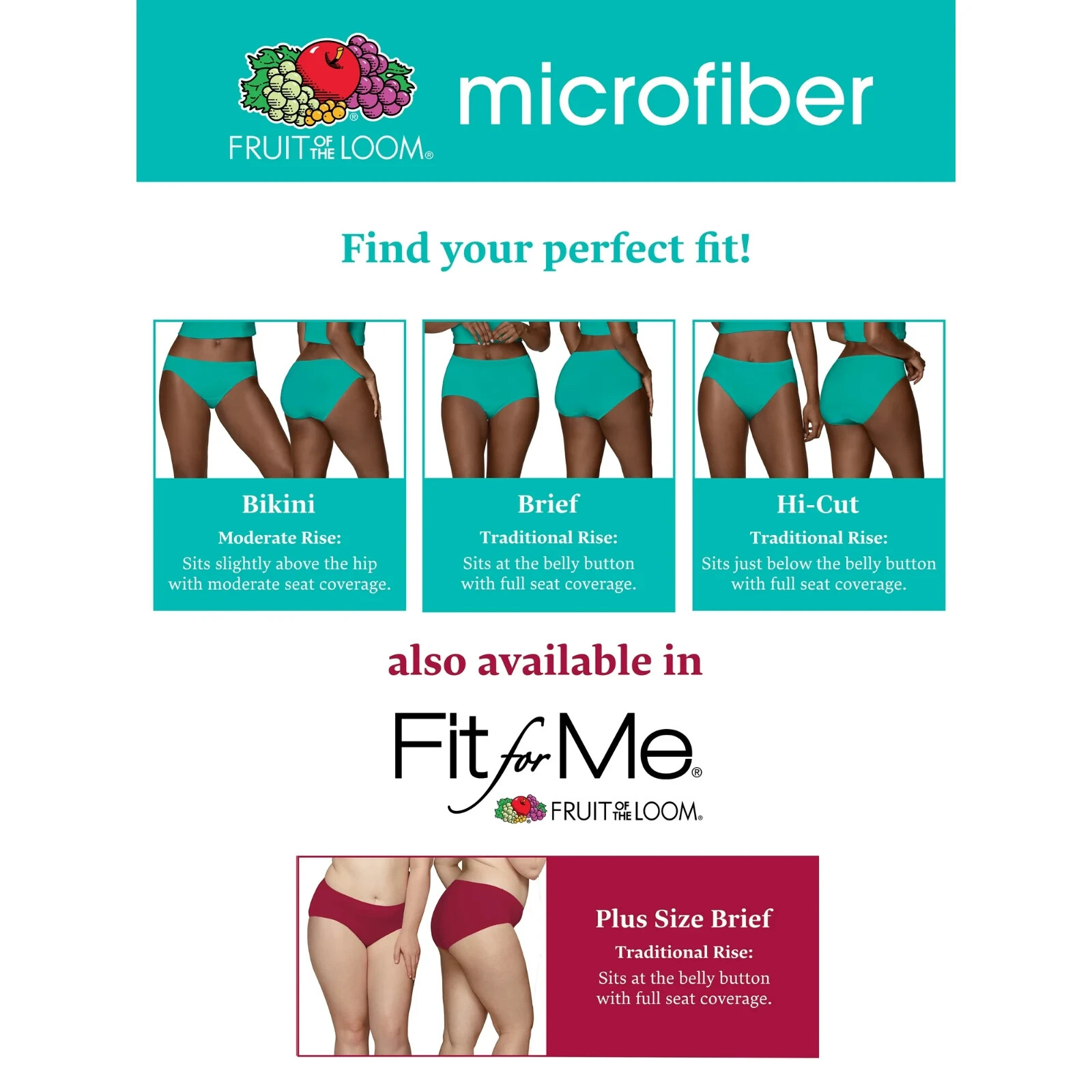 Fruit Of The Loom Womens 360° Stretch Microfiber Bikinis 6 Pk Asst Colors 9 2X