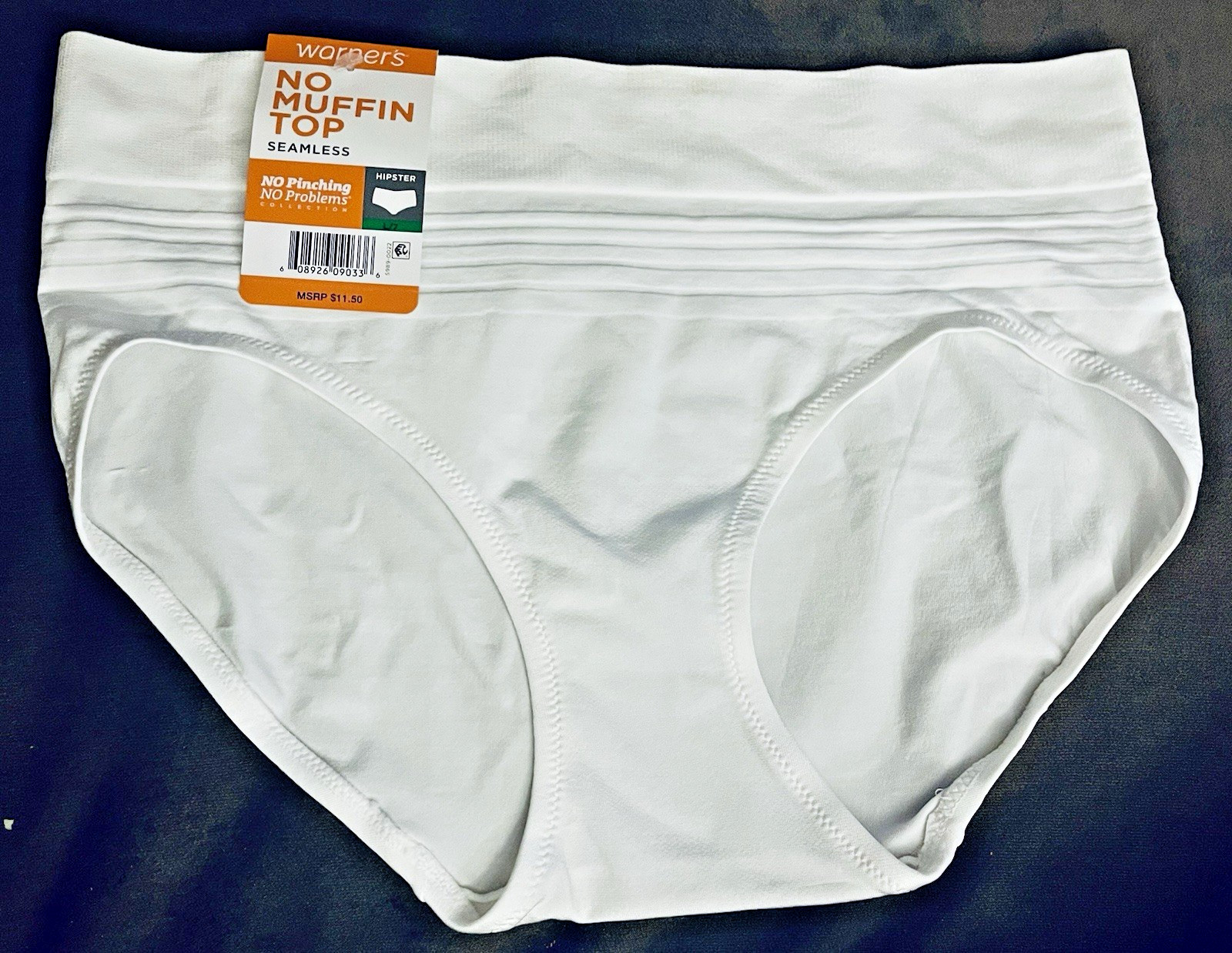Warner`s NO MUFFIN TOP Seamless Hipsters Panties Underwear Size 7 White