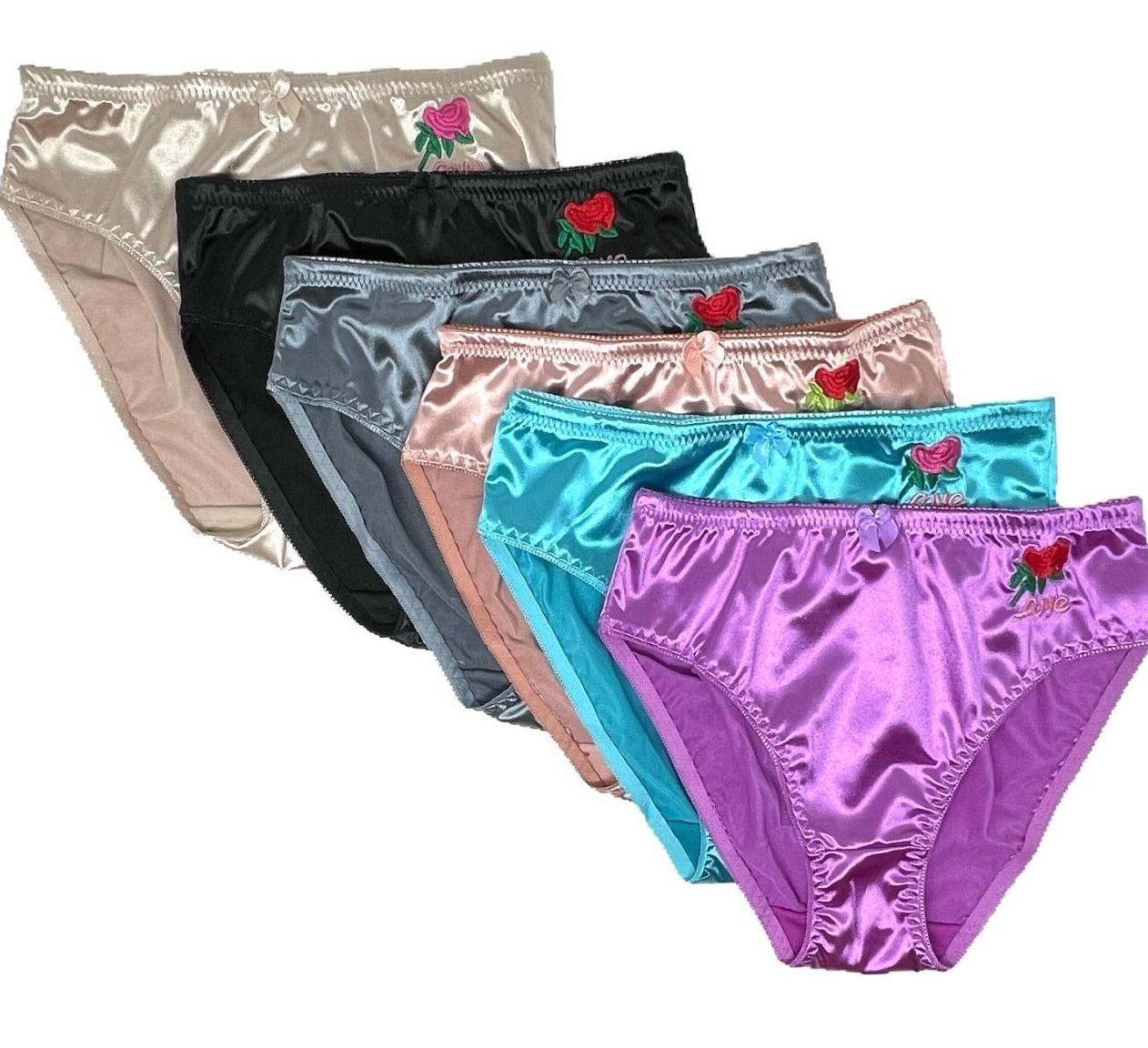 6 12 PRETTY SATIN BIKINIS Style PANTIES Womens Underwear Ella #3123N S M L XL