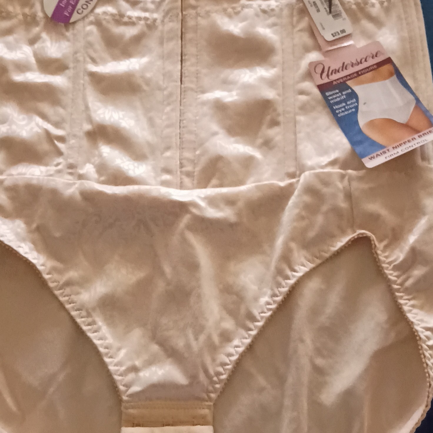 NWT Underscore Waist Nipper Brief Panties Beige Size 2xl Jacquard Firm Control