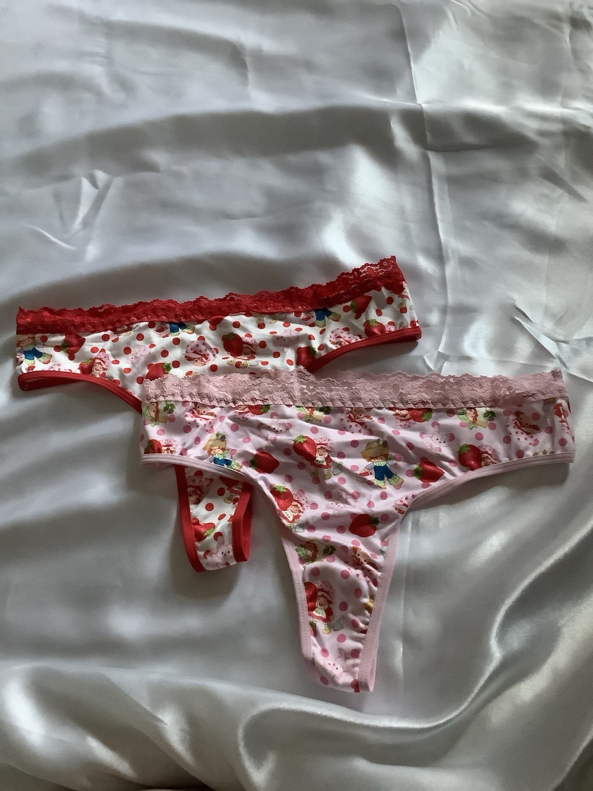 Women’s Teens Strawberry Shortcake Red Pink Kawaii Thong Panties 2pk Large