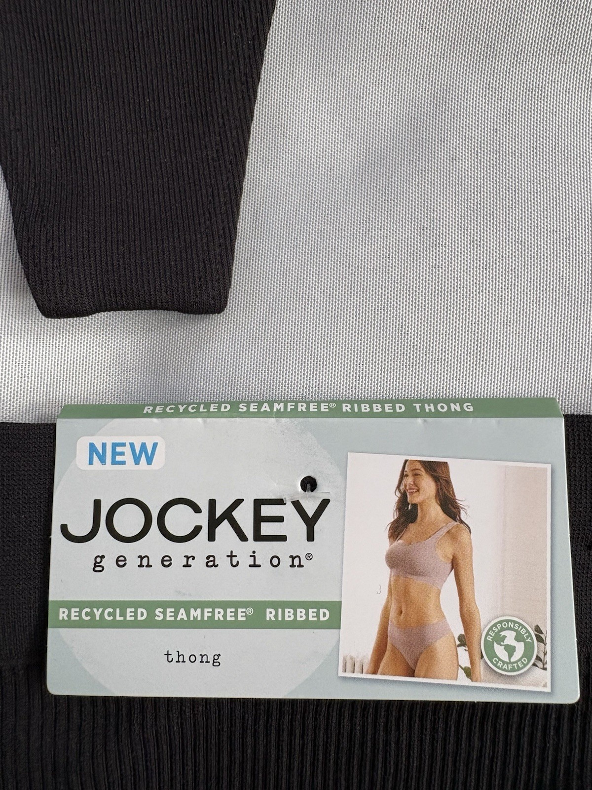 NEW JOCKEY Generation Black Seamfree Ribbed Thong Panty Women’s Medium 2 Pair