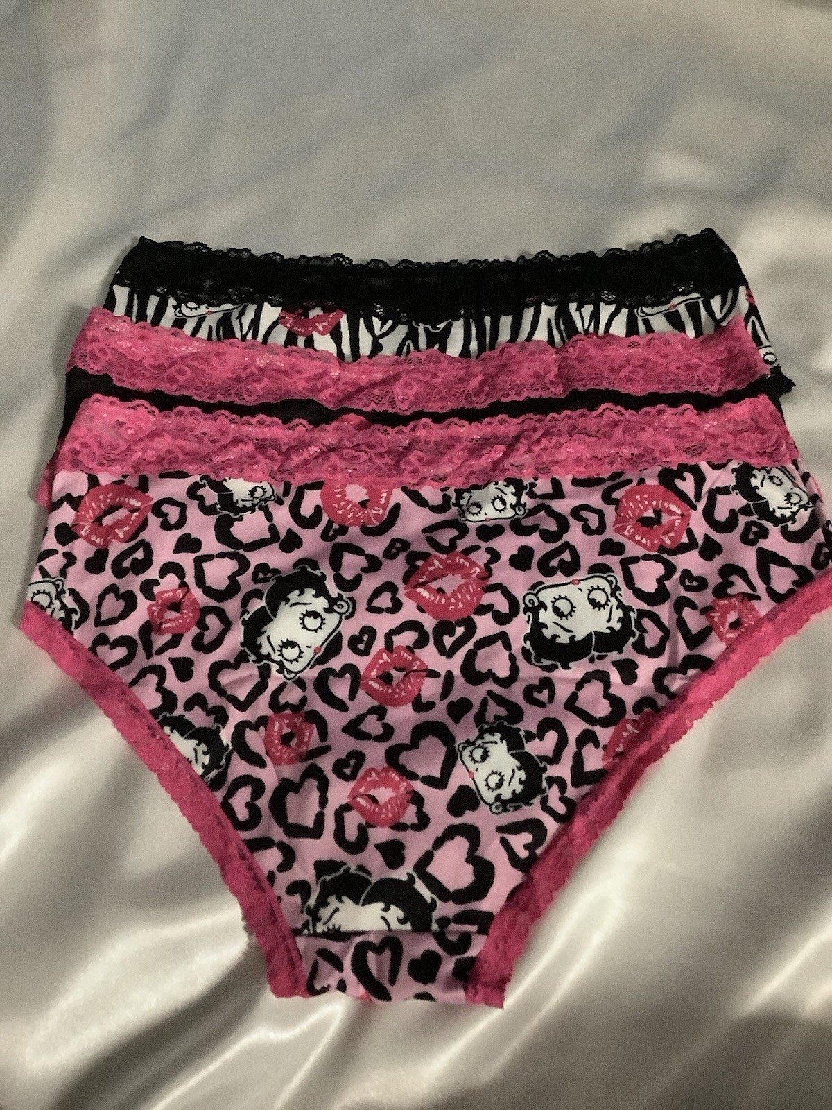 Women’s Teen’s Betty Boop Cartoon Pink Bikini Brief Panties Stretch 3pk Large