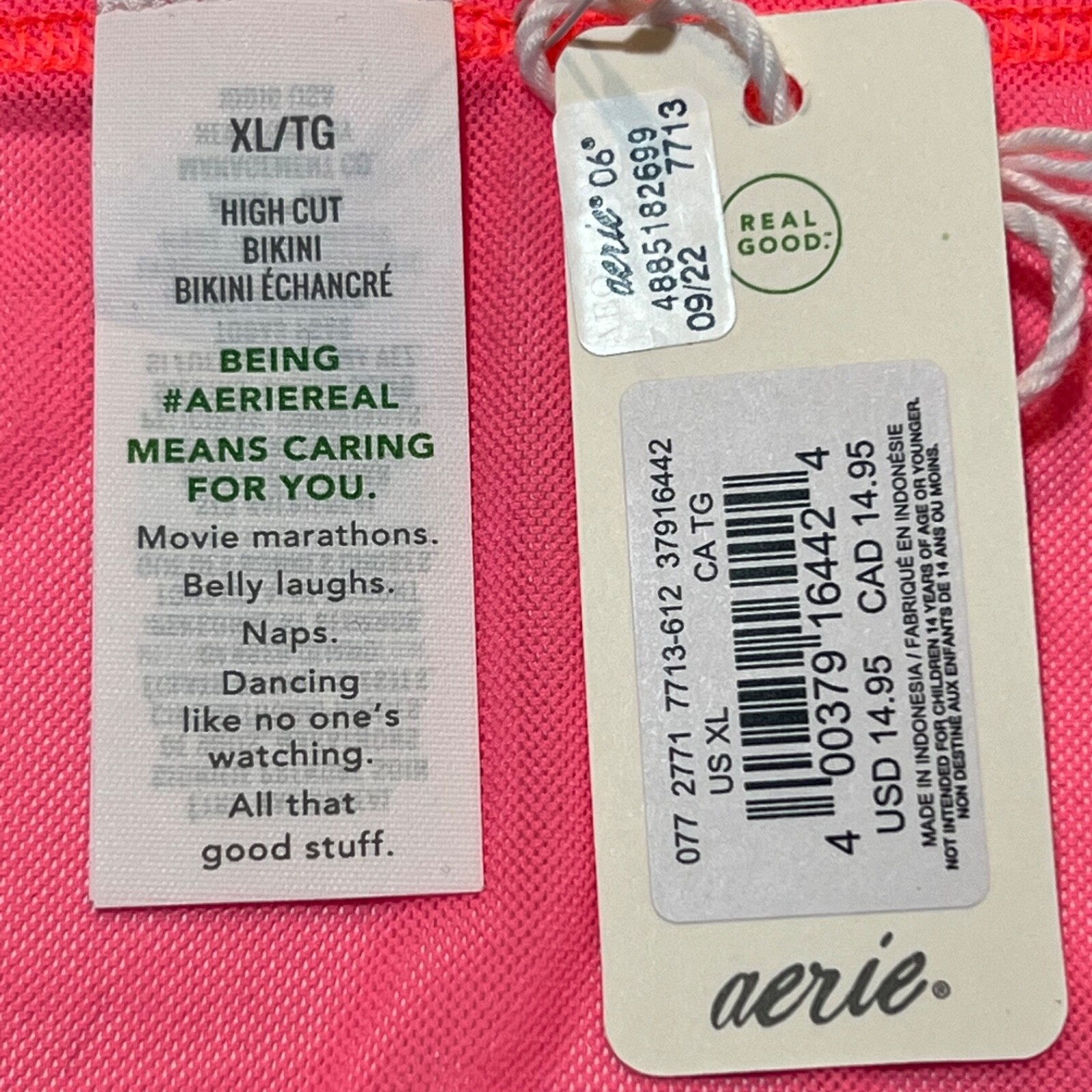 NWT AERIE Smoothez High Cut Bikini Pantie Underwear Sz XS-S-M-L-XL-XXL Pink Mesh