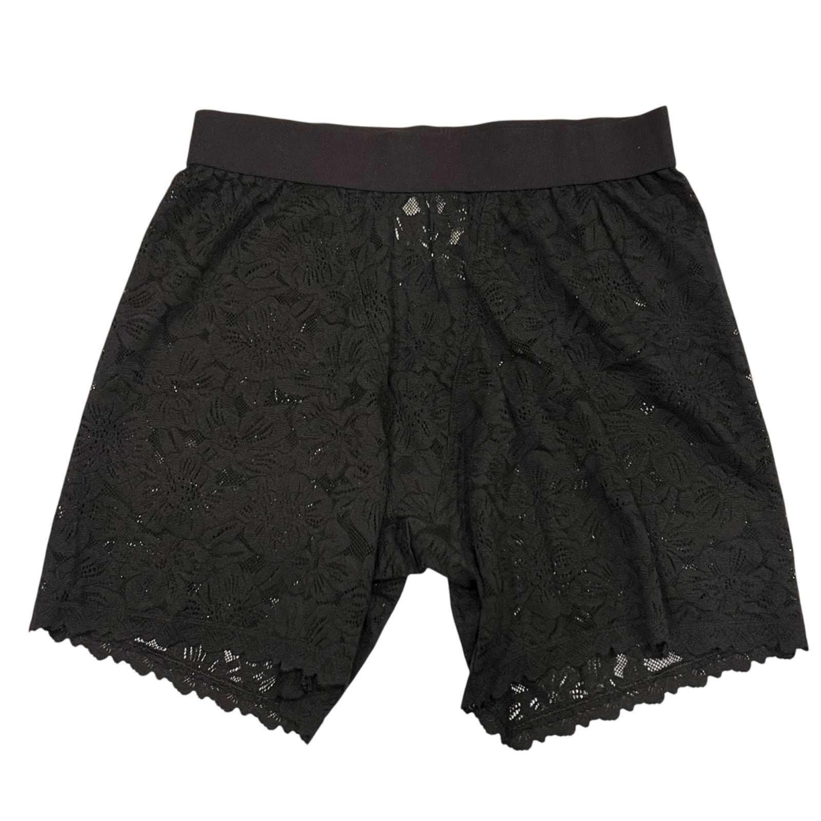 NWT AERIE Boyshort Pantie Sz S-M-XL Black Lace Elastic Waistband