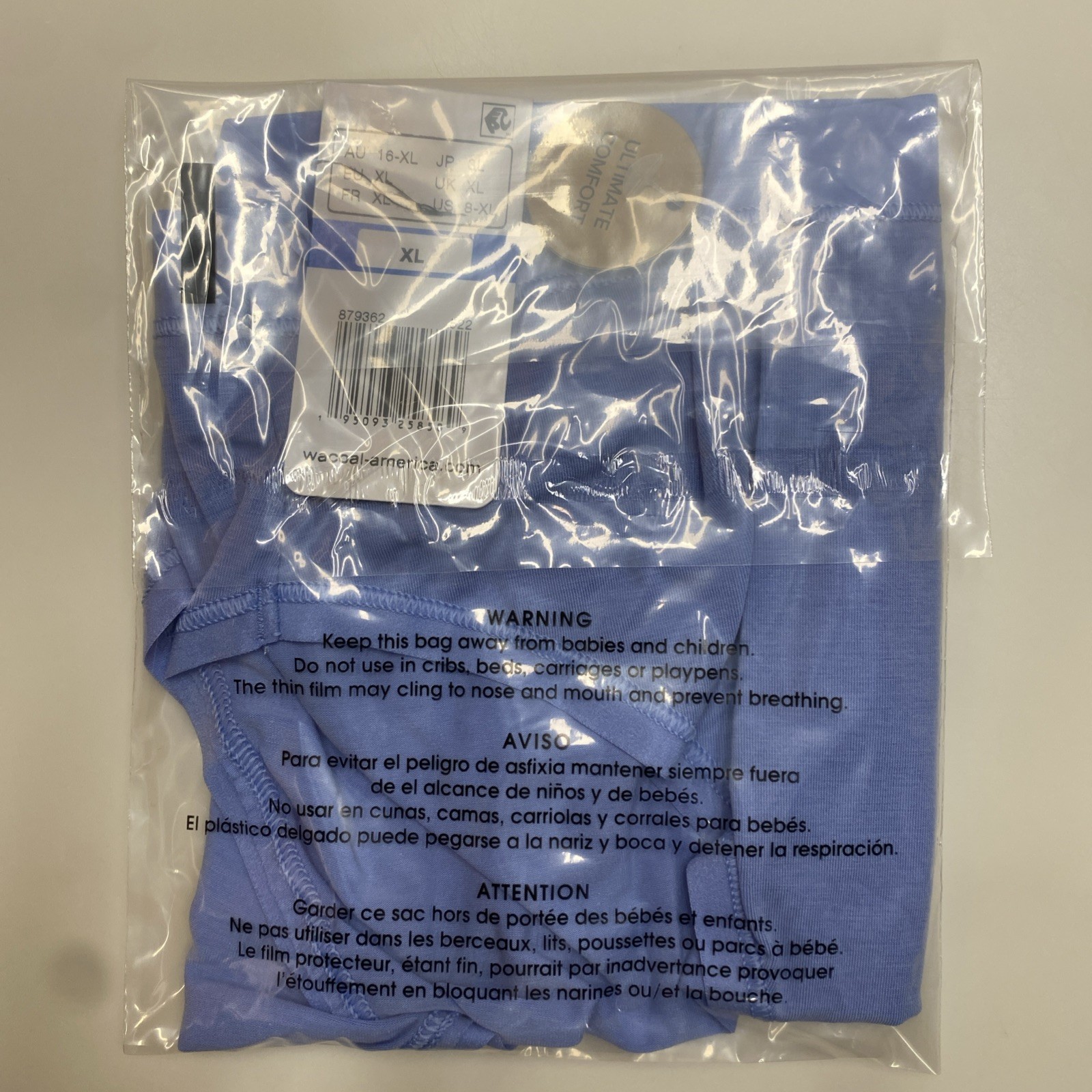 Wacoal Understated Cotton Hi-Cut Panty 879362 Blue Size XL