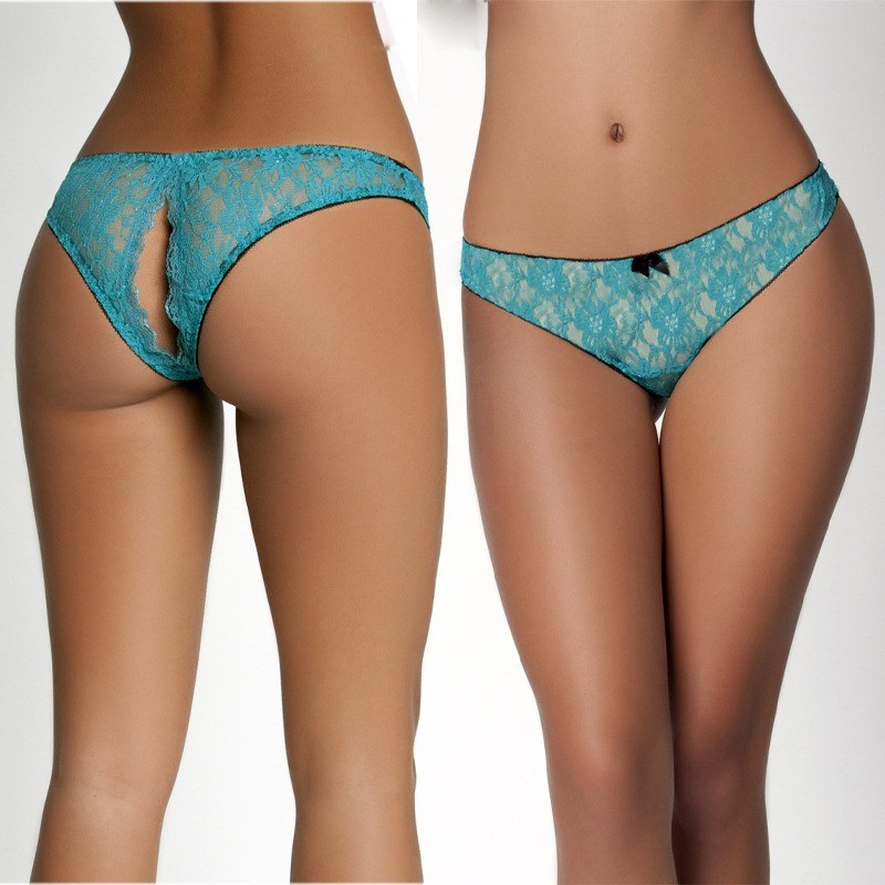 Women Crotchless Briefs V-Back lace Panties Underwear Crotchless Thong, One Size