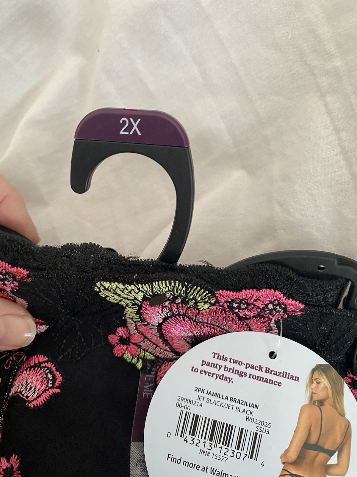Women’s 2 Pack Brazilian Panties 2x With Floral Design Over A Solid Black Base