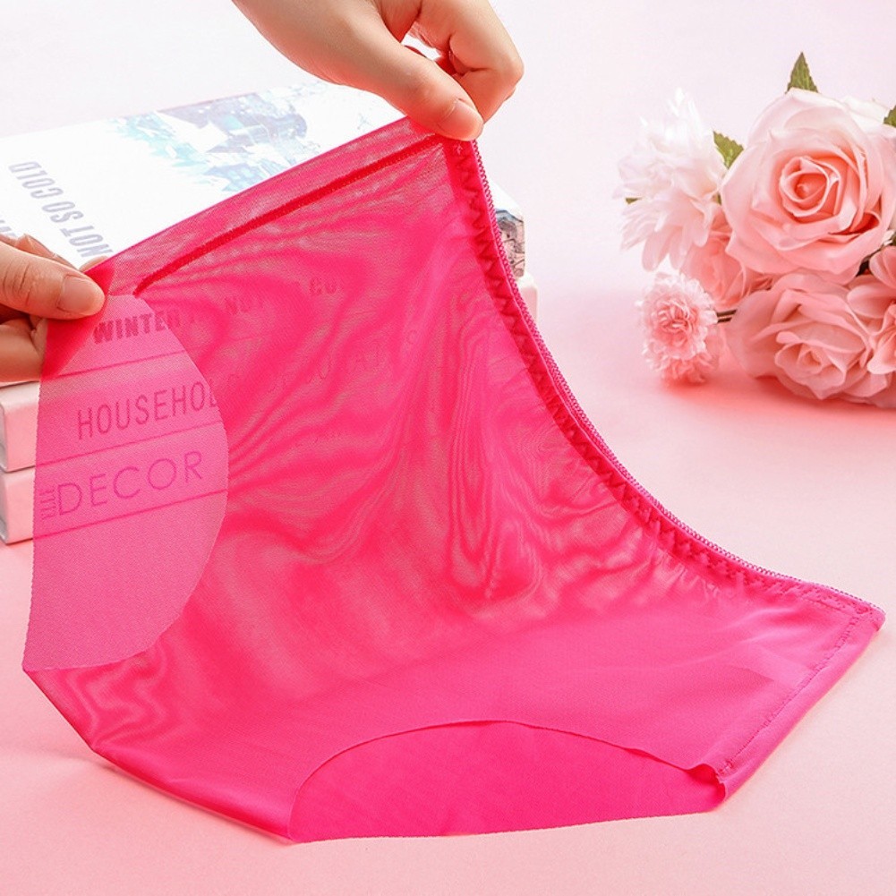 Women Fully Transparent Seamless Underwear Nylon Spandex Triangle Pants