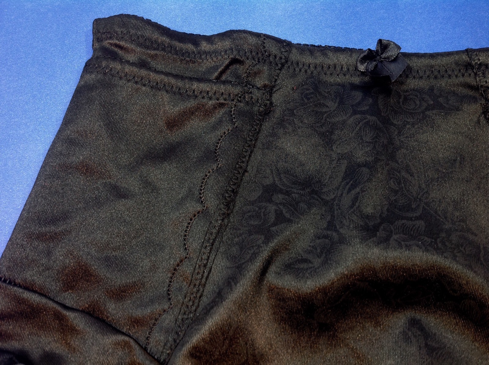 Women Panties,Briefs,Control Panties “Ann Diane” Size M. Black Satin W/2 Pockets