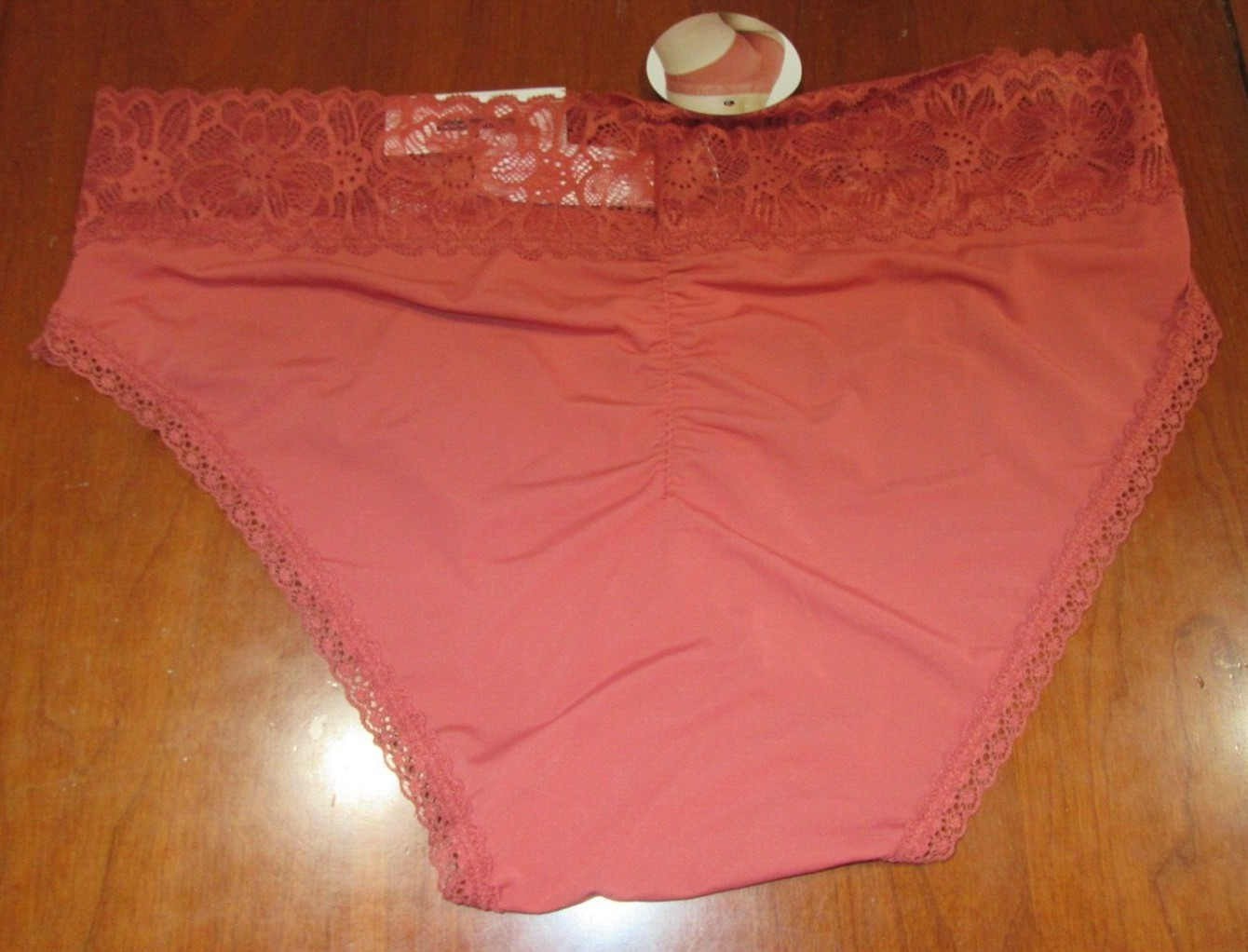 NWT NOBO Brown Cheeky Panties Junior Size L 11-13 Lace Trim Micro Cheekini 29483