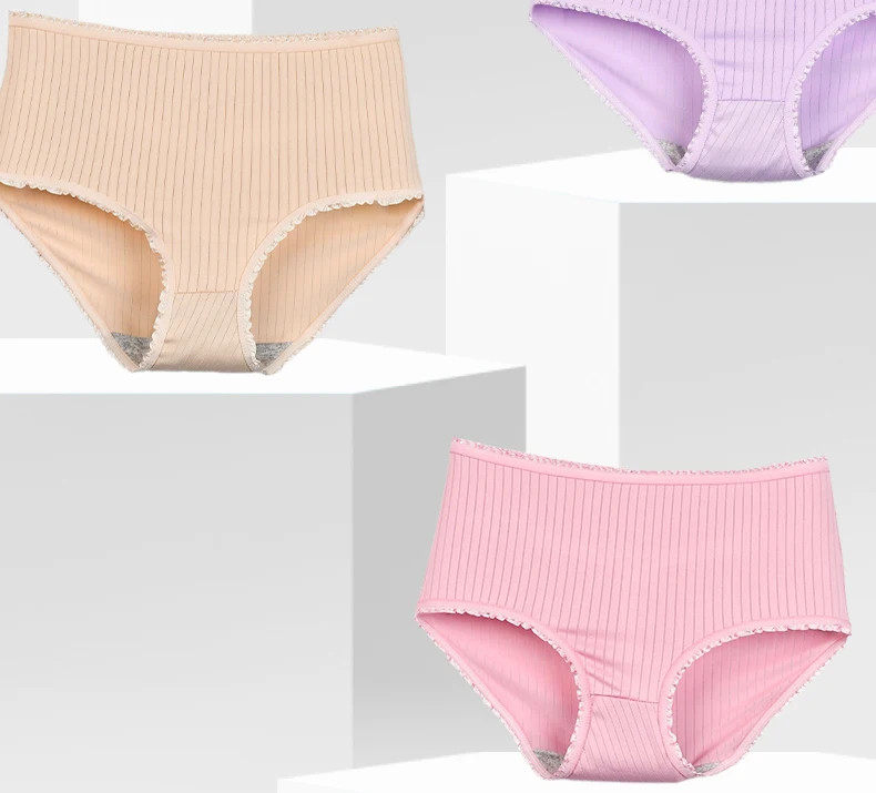 High Waist Cotton Panties Plus Size Women Full Coverage Breathable 8 Pcs