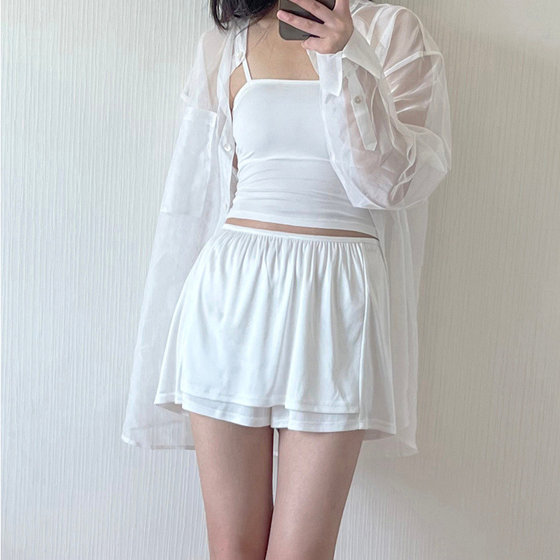 Lady Satin Faux Silk Shorts Underwear Safety Petticoat Seamless Culottes Soft
