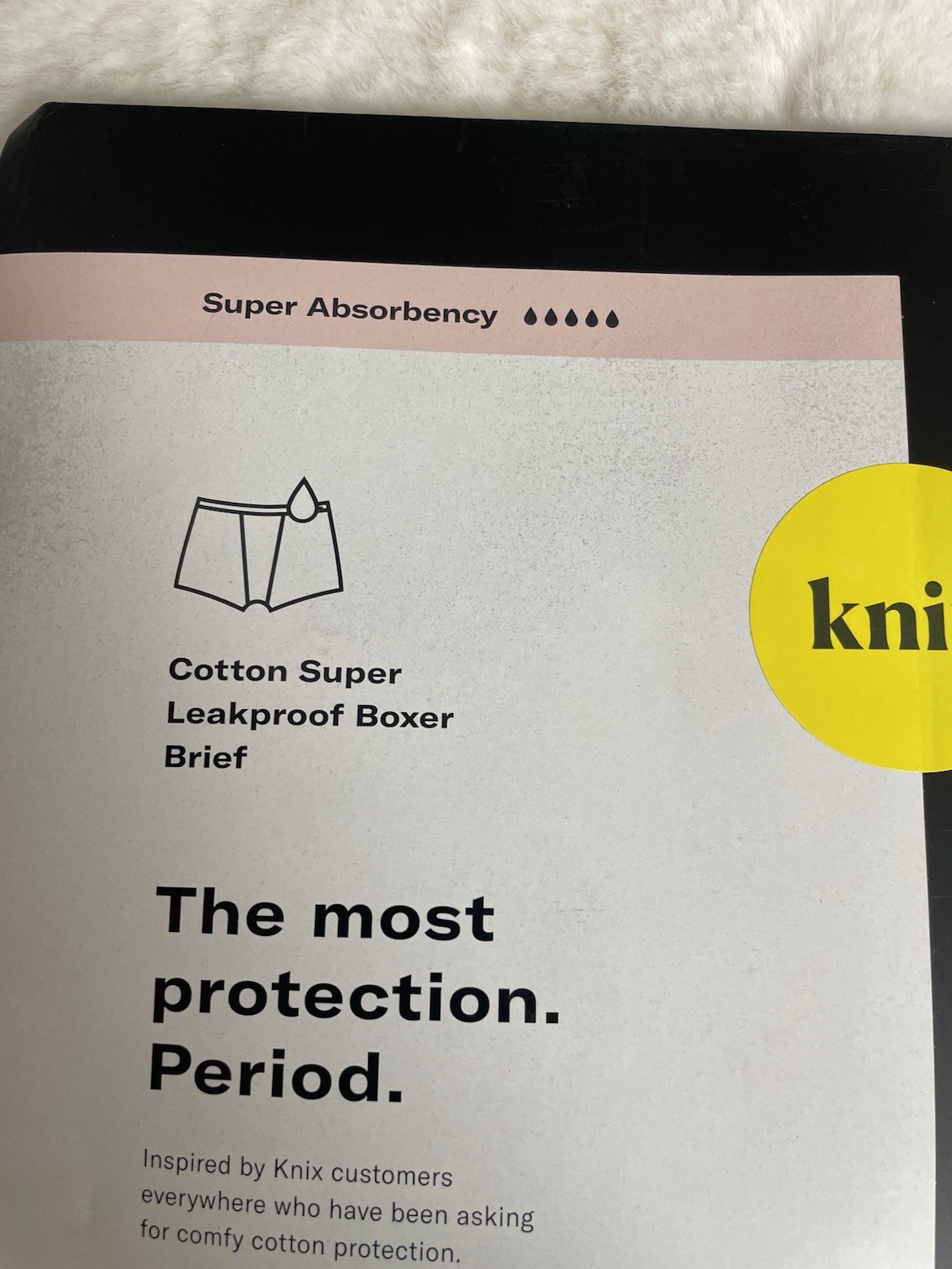 Knix Cotton Super Leakproof Period Boxer Brief Panties Black L