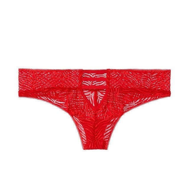 VICTORIAS SECRET Very Sexy Luxe Lingerie Brazilian Tanga Panty Red Zebra lace L
