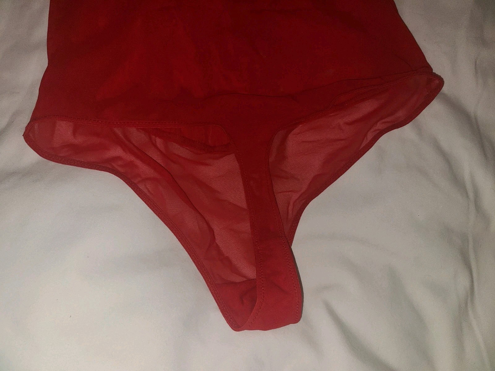 Holiday Teddy Size Medium Red Rhinestones Bling Thong Auden Sheer Holiday Teddy