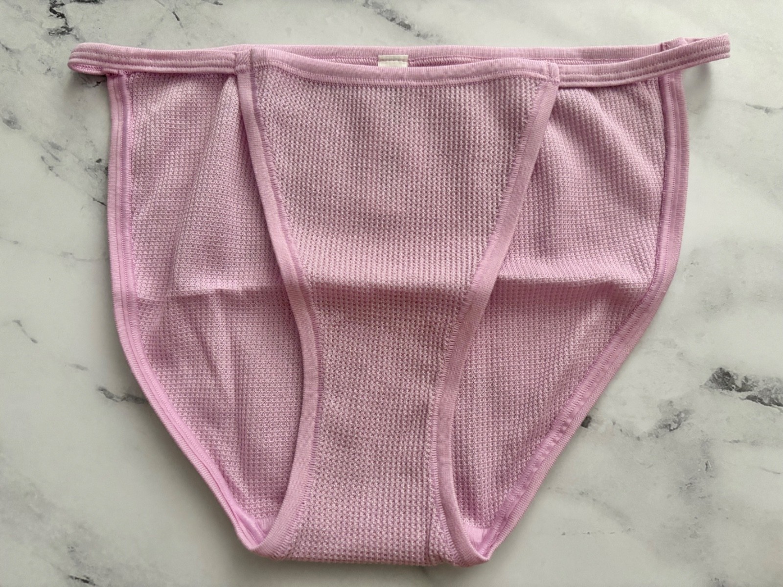 PINK Victoria’s Secret String Bikini Panty Lurex Shine Waffle Knit Nwt