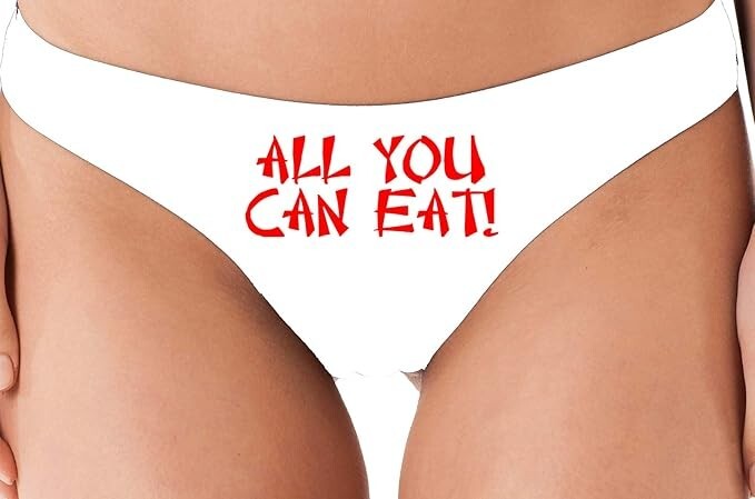 Knaughty Knickers All You Can Eat Cute Chinese Writing Sexy White Thong Panties