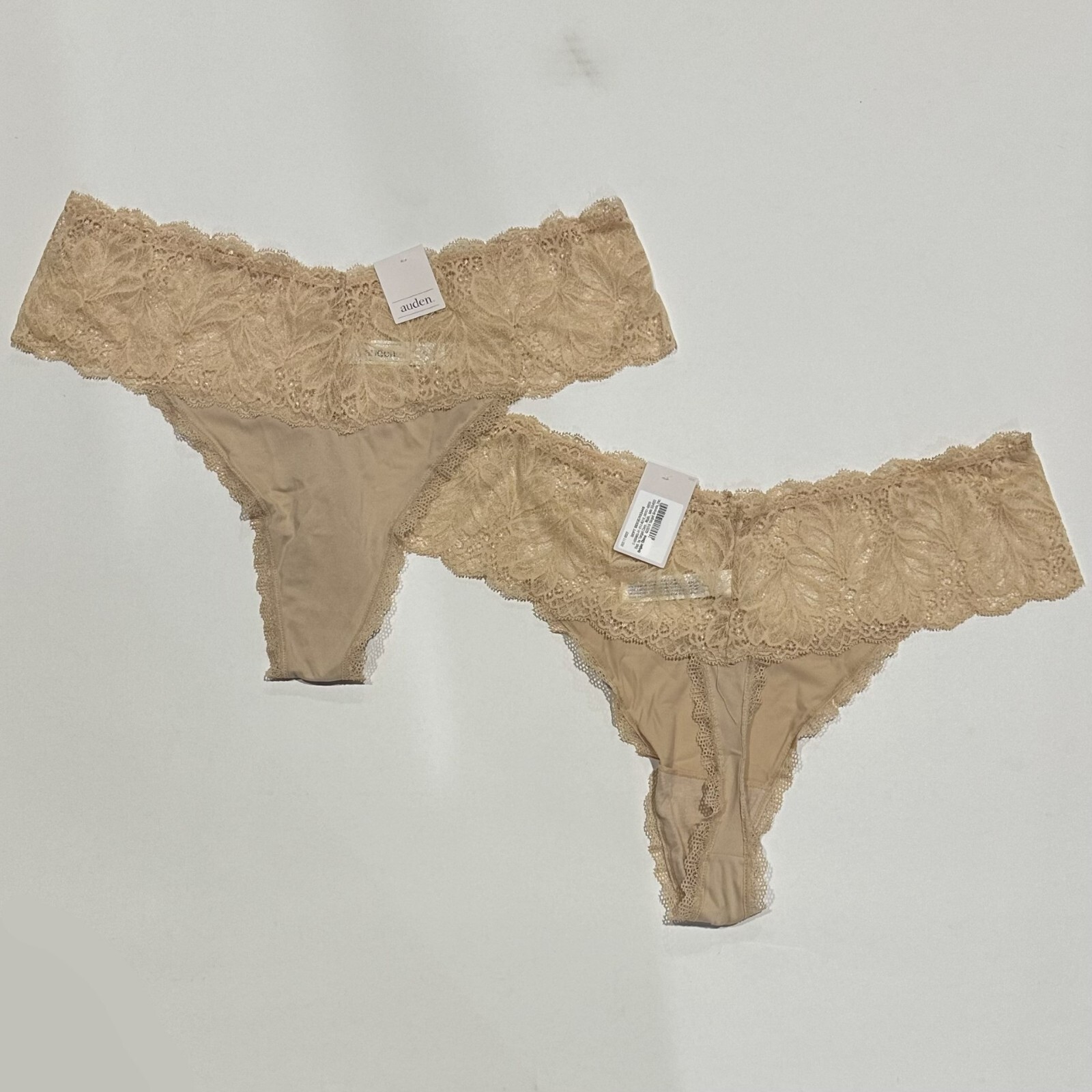 Women’s Plus Size Micro Thong with Lace Waistband – Auden Soft Beige – 2X (2pk)