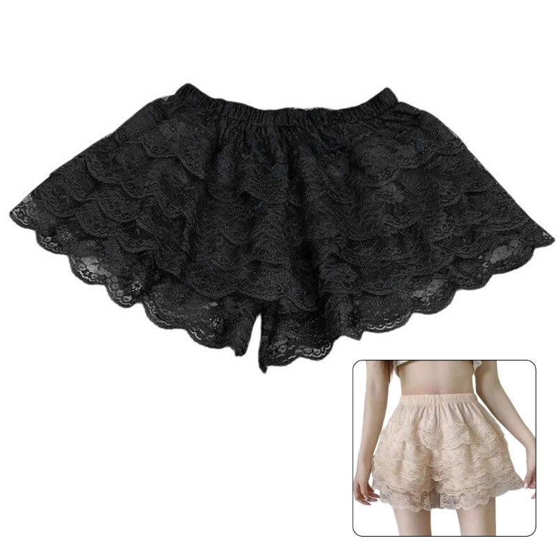 Elegant Pumpkin Pants for Women Tiered Ruffled Lace Underpants Undergarments