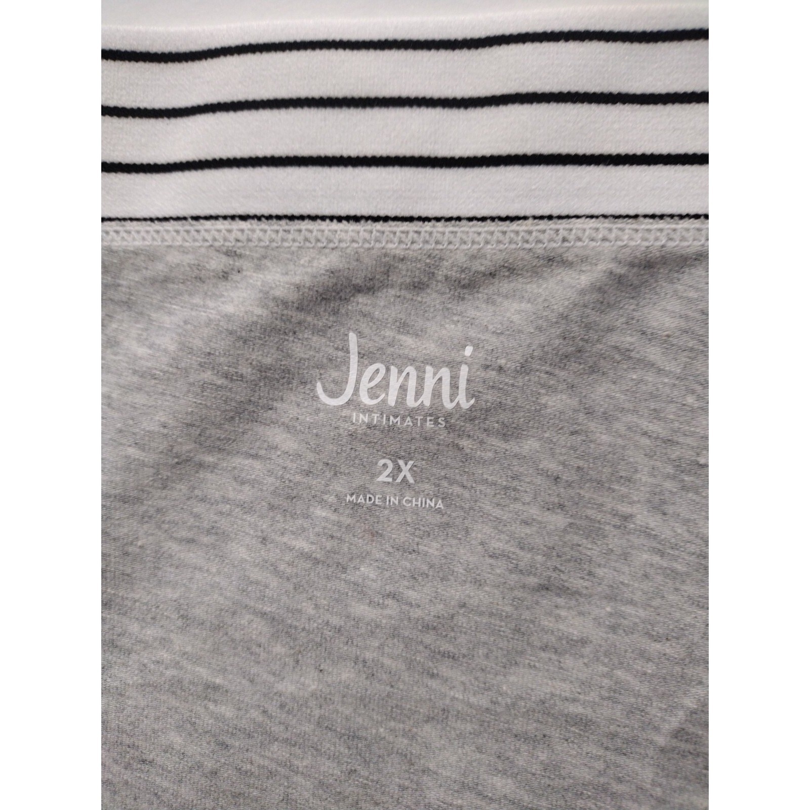 Jenni Intimates Set Of 2 Panties Women 2XL Gray Striped Waist Hipster Underware