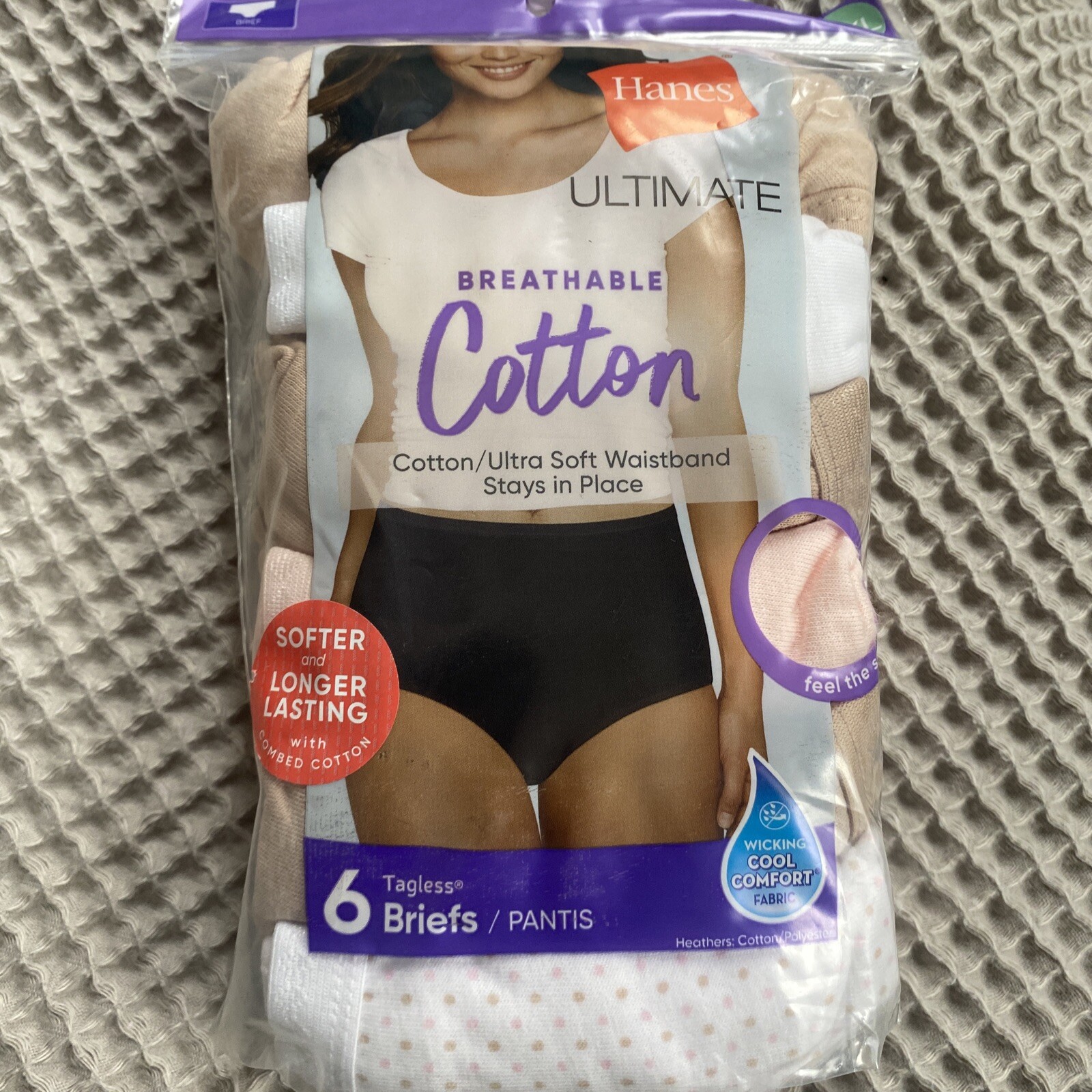 Hanes Ultimate Breathable Cotton Briefs Women’s 6 Pack Briefs Size 8/XL