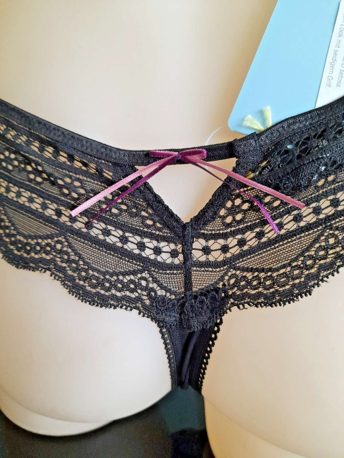 Atlantis DELIGHT Black/Pink Lace Hipster Thong Silky Touch 3719