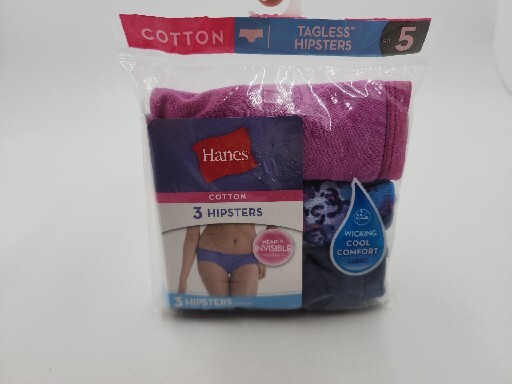 Hanes Women’s Cotton Hipsters 3 solid and a print size 5