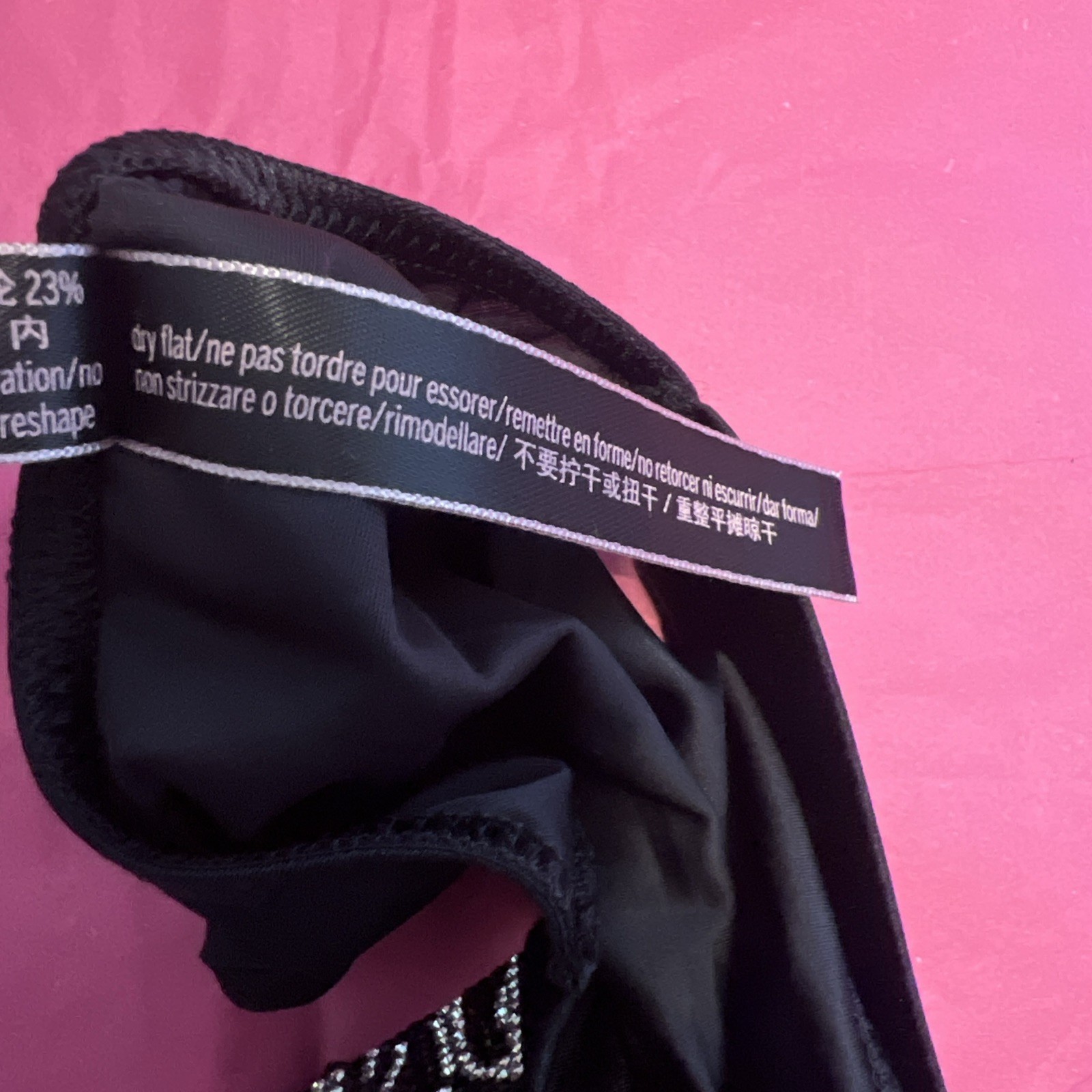 Victoria’s Secret Very Sexy Brazilian Slip Panty Size Small Black With Jewels