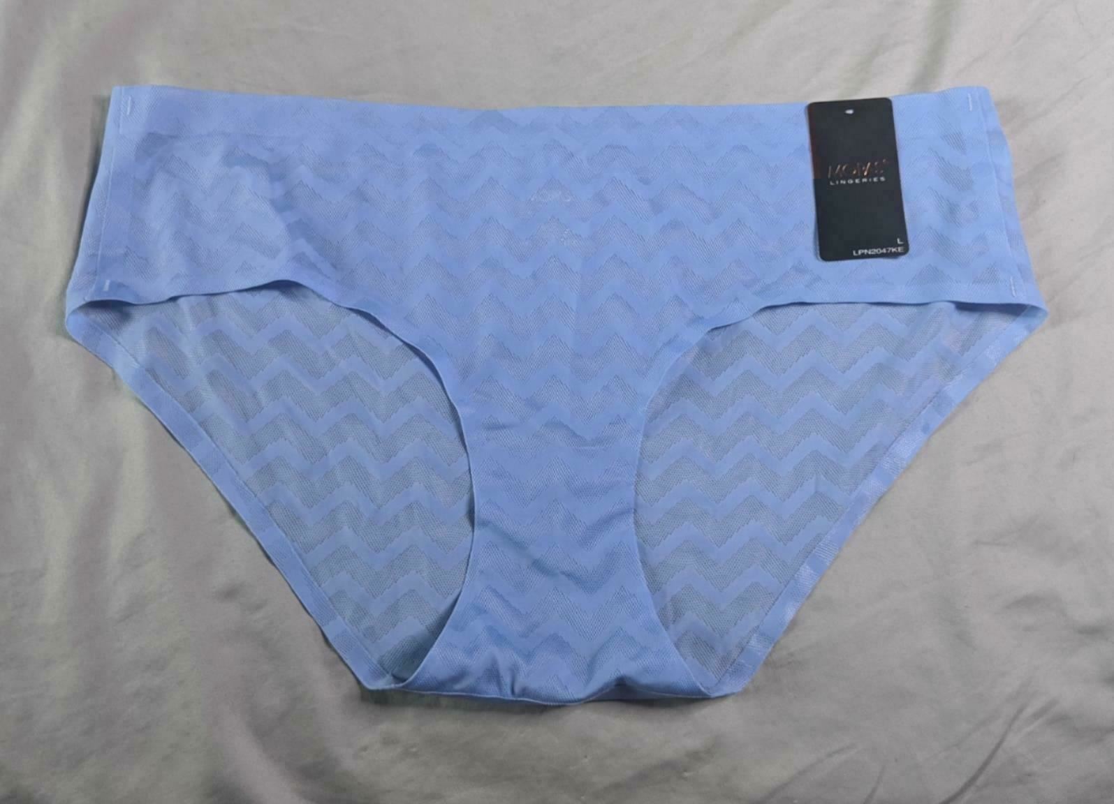 Mopas Women’s Mesh Chevron Print No Show Bikini Panty LPN2047KE BF5 Purple Large