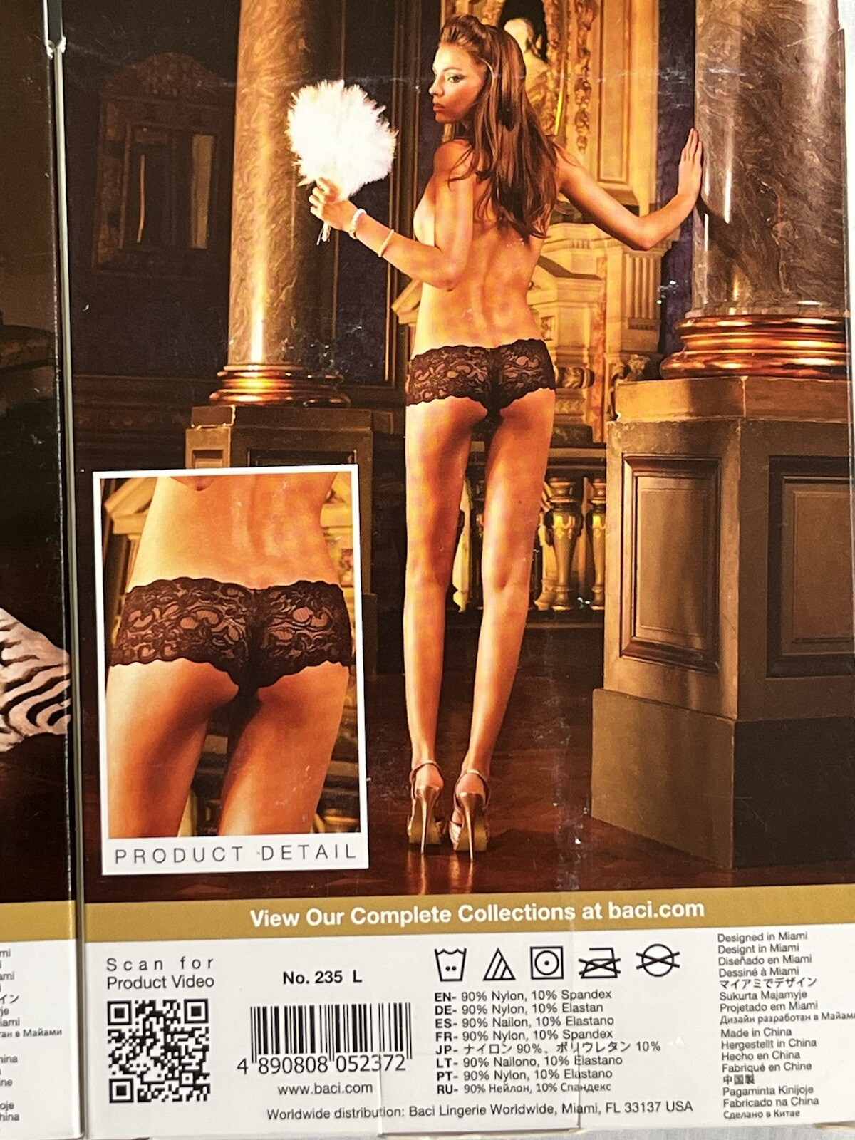 Lace Boyshort Thong G-String Panty BACI LINGERIE Size LARGE – Lot Of 6