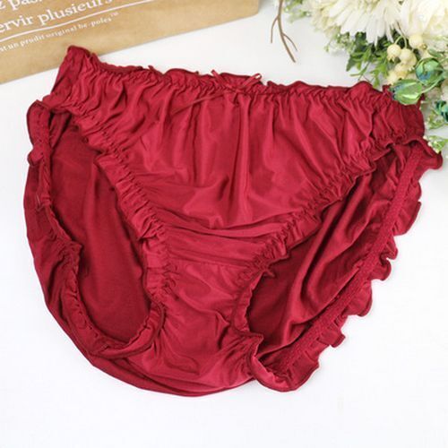 Ruffle Women Panties Underwear Plus Size High Rise Modal Silk Sexy Soft Lingerie