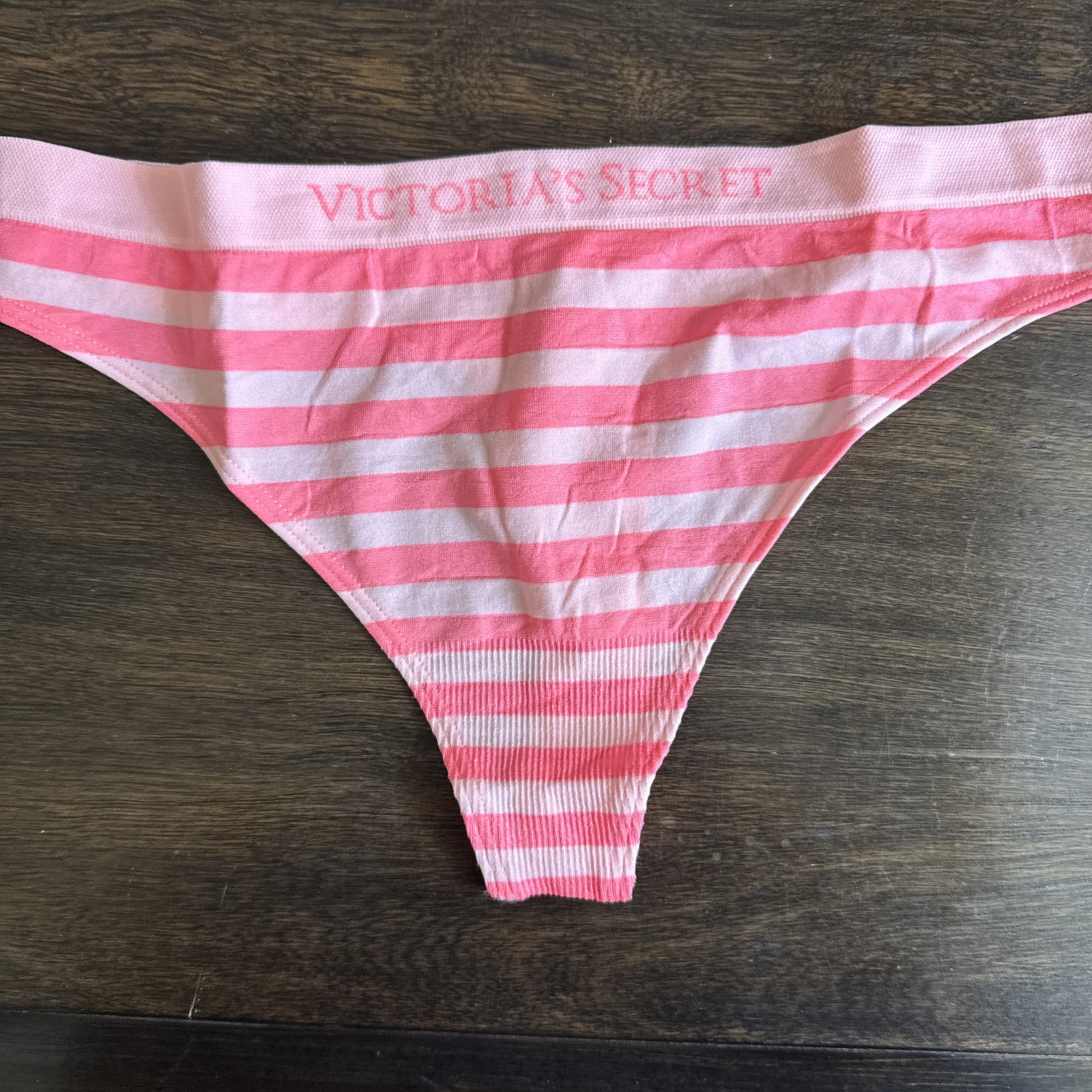 Victoria’s Secret Medium, Pink Stripe Stretch, Smooth Thong Panties