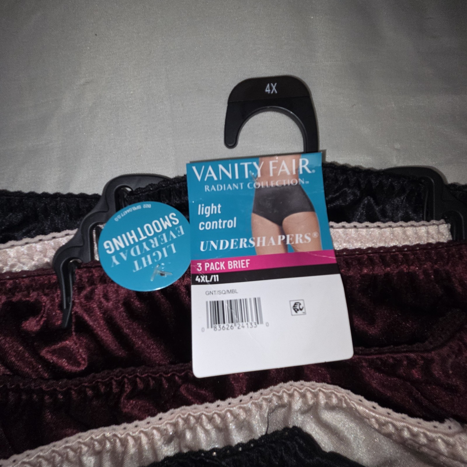 NWT Vanity Fair Radiant Collection 3 Pack Briefs 4 XL. Burgandy, Lt Pink, Black.