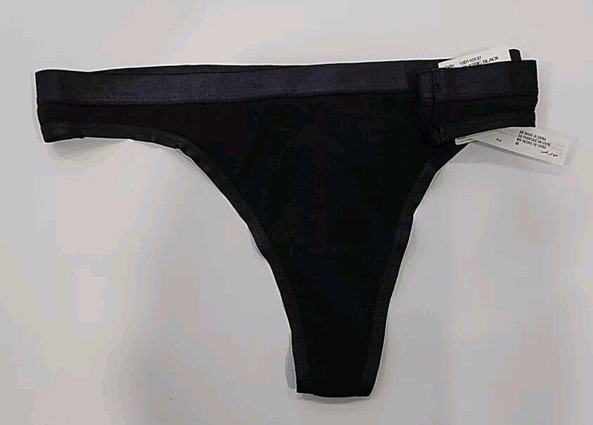 Jenni No Show Thong Underwear Panties Classic Black NEW Size Medium 95% Cotton