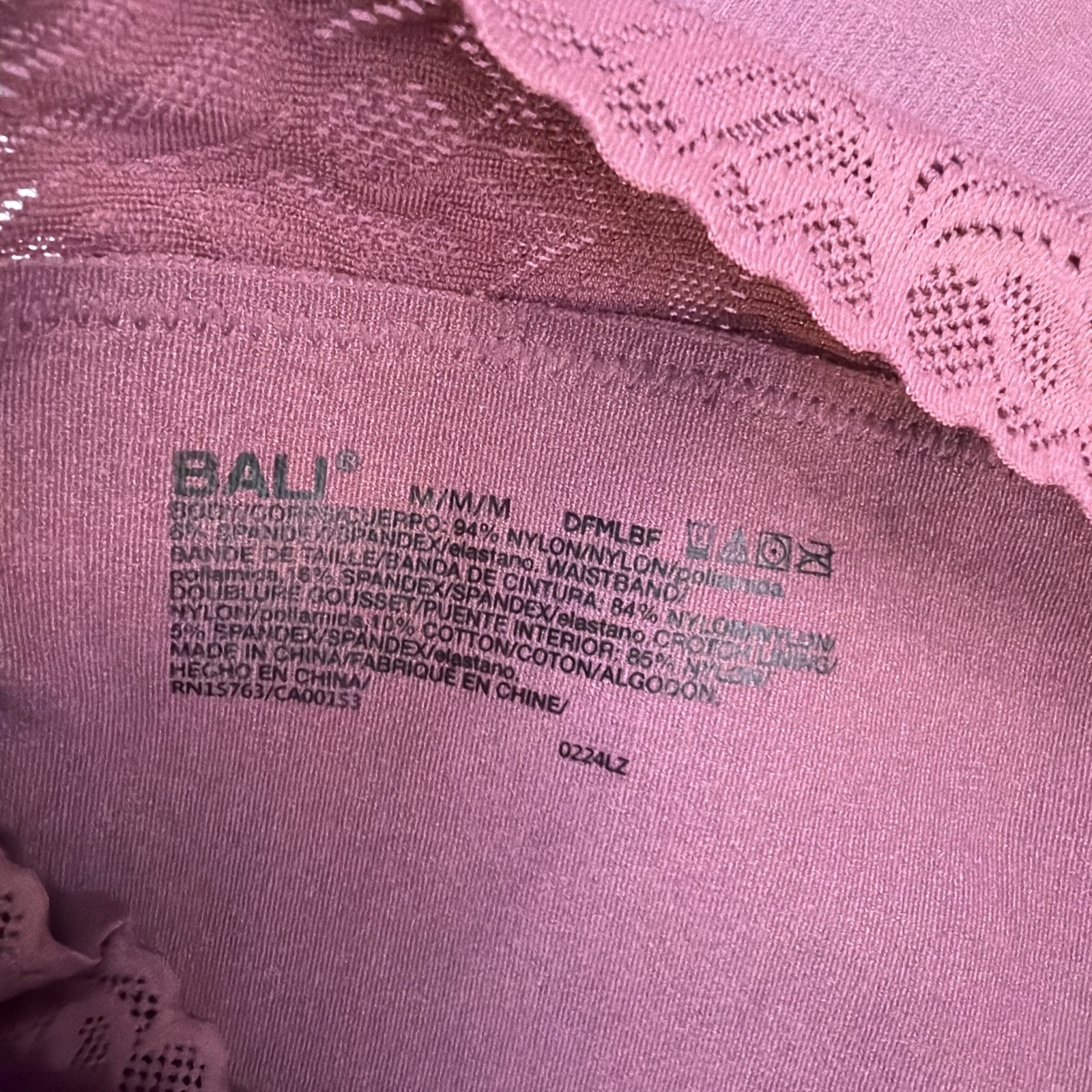 Bali Comfort Revolution Soft Lace Waistband 2 PK Brief Panties DFMLBF Mauve M/6