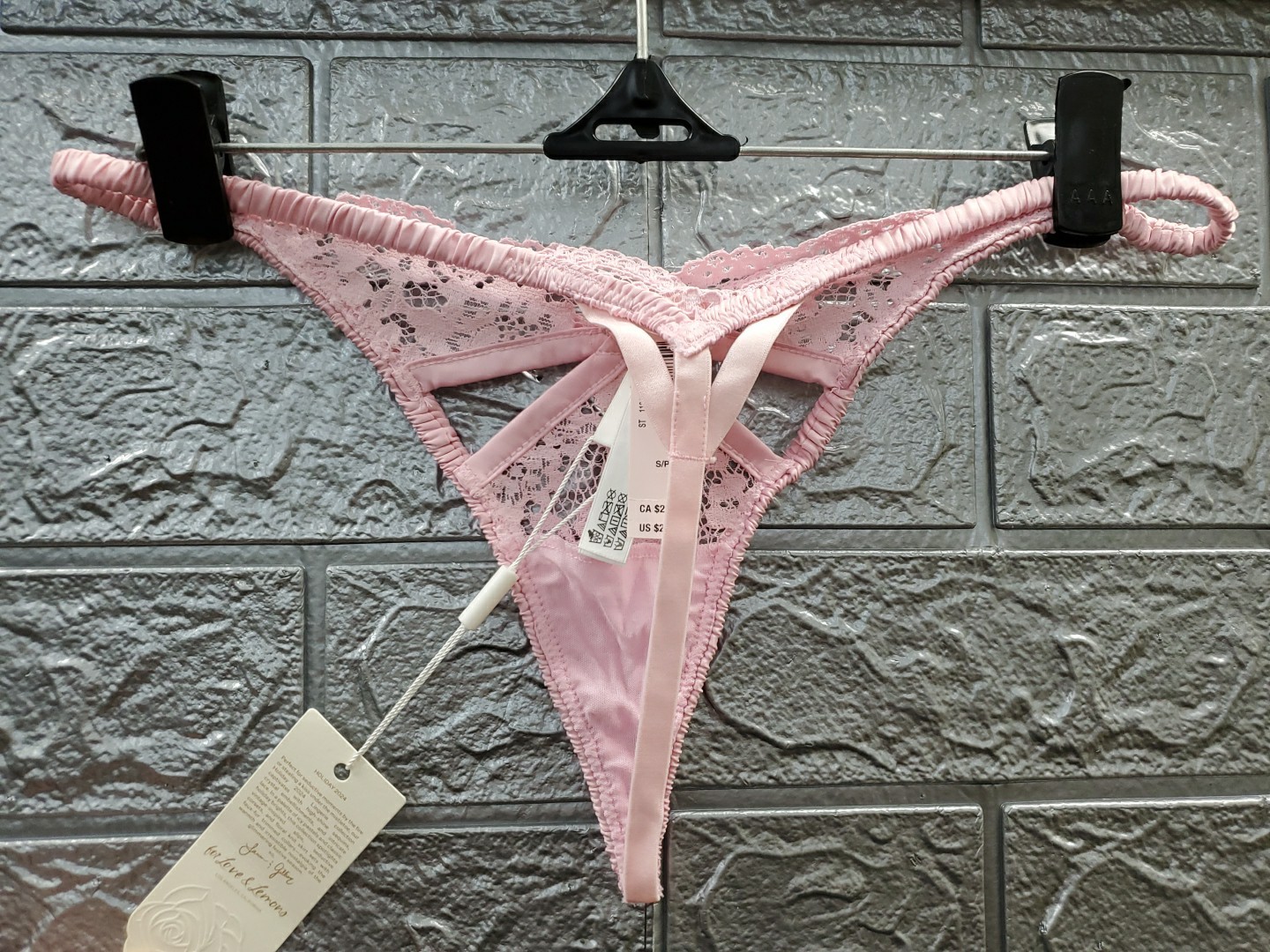 NEW For Love & Lemons Cut Out Thong Panty – Pink Size Small