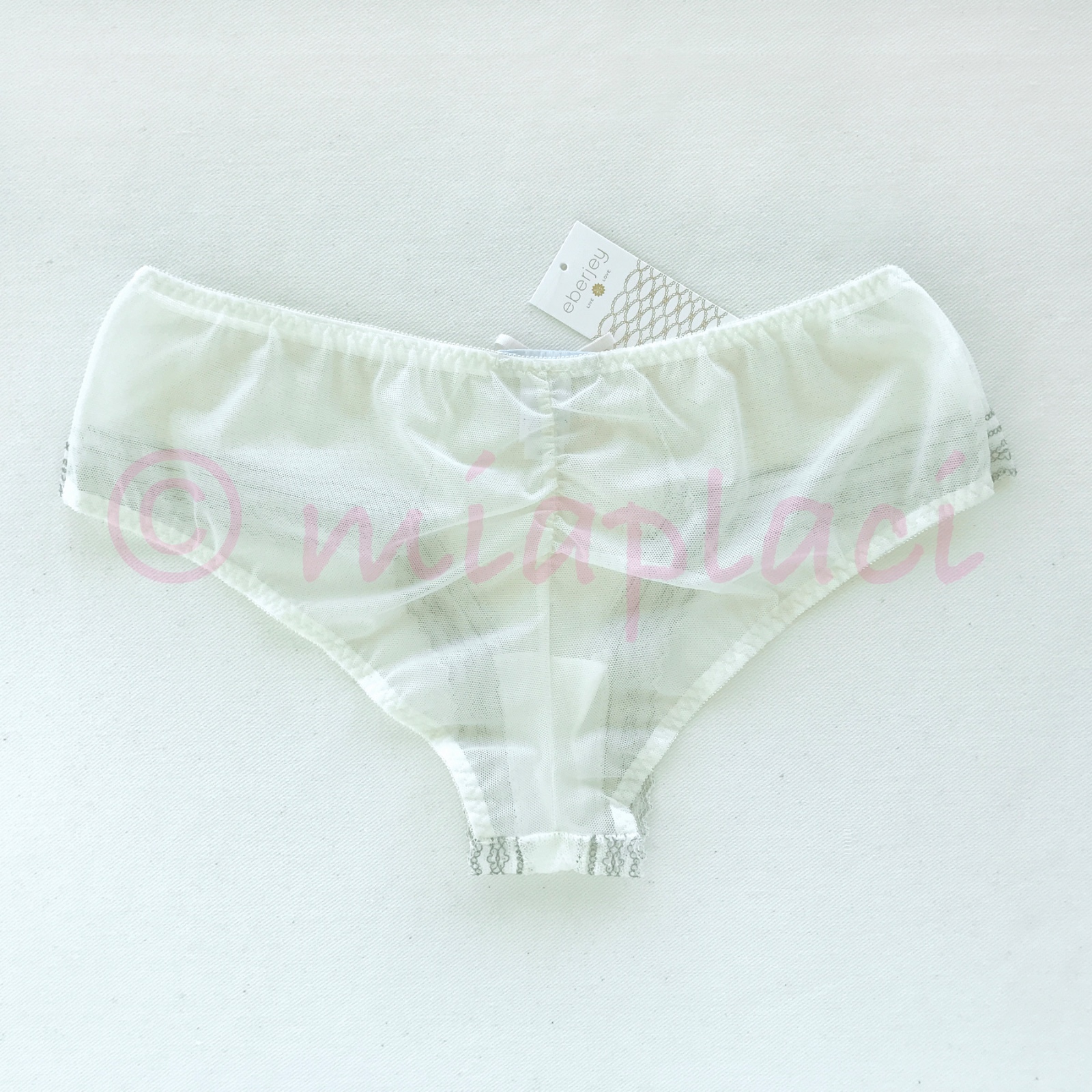 NWT Eberjey Manuela Cinched Hipster Panty #U1481H Ivory/Grey