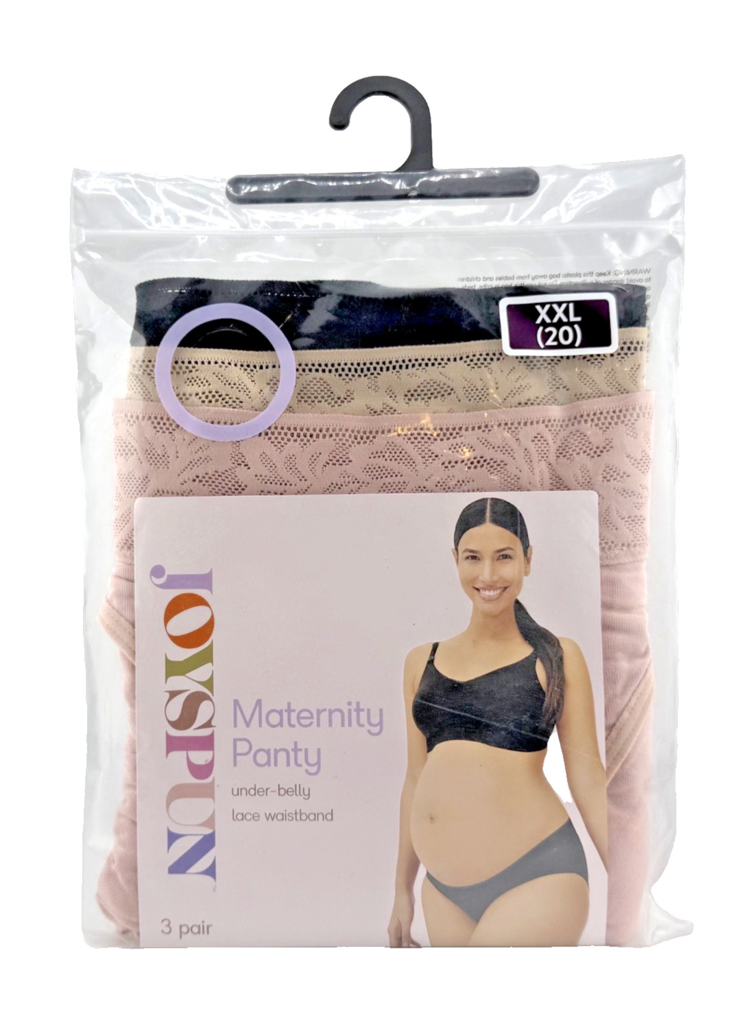 Joyspun Women’s Maternity Under Belly Underwear, XL (16-18) to XXXL (22) – 3 Pk
