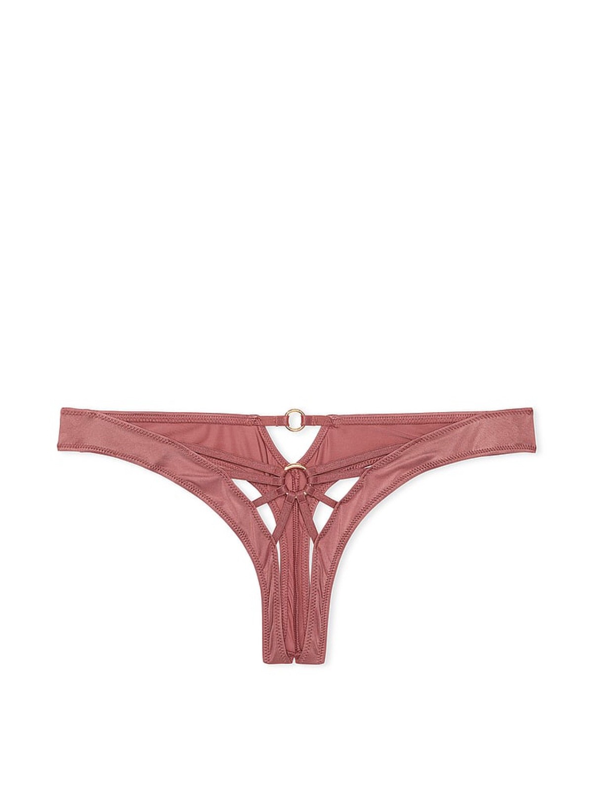Victoria’s Secret Womens V-String Panty Gold Ring Detail Smooth Vintage Rose NWT