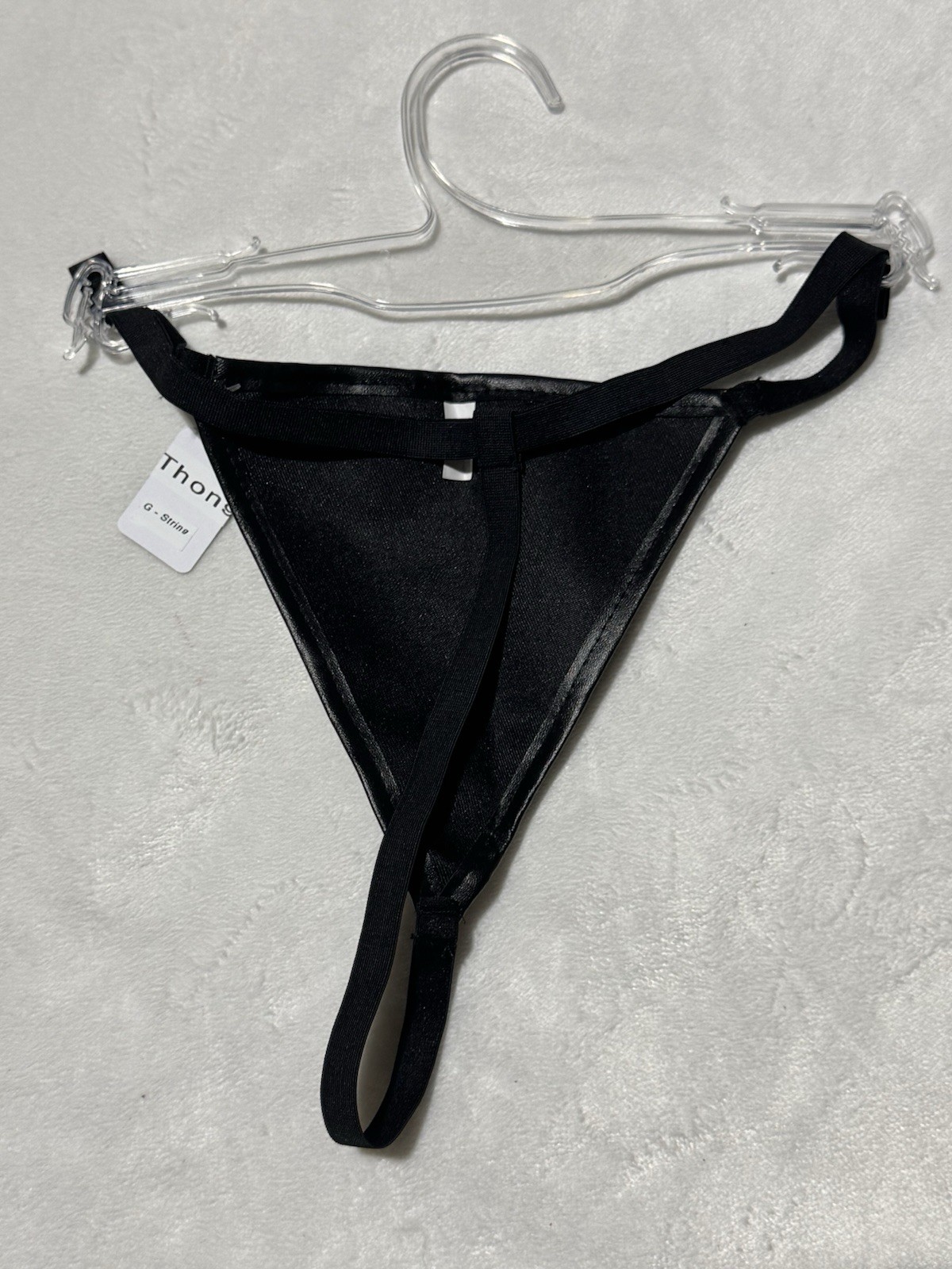 Black Satin Thong Panties G-String Adjustable Straps Floral Jacquard S M L XL 2X